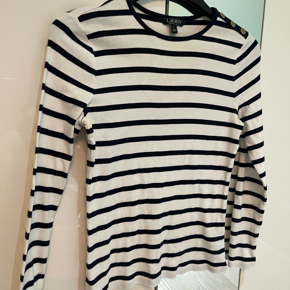 Lauren Ralph Lauren Navy and White Striped Top